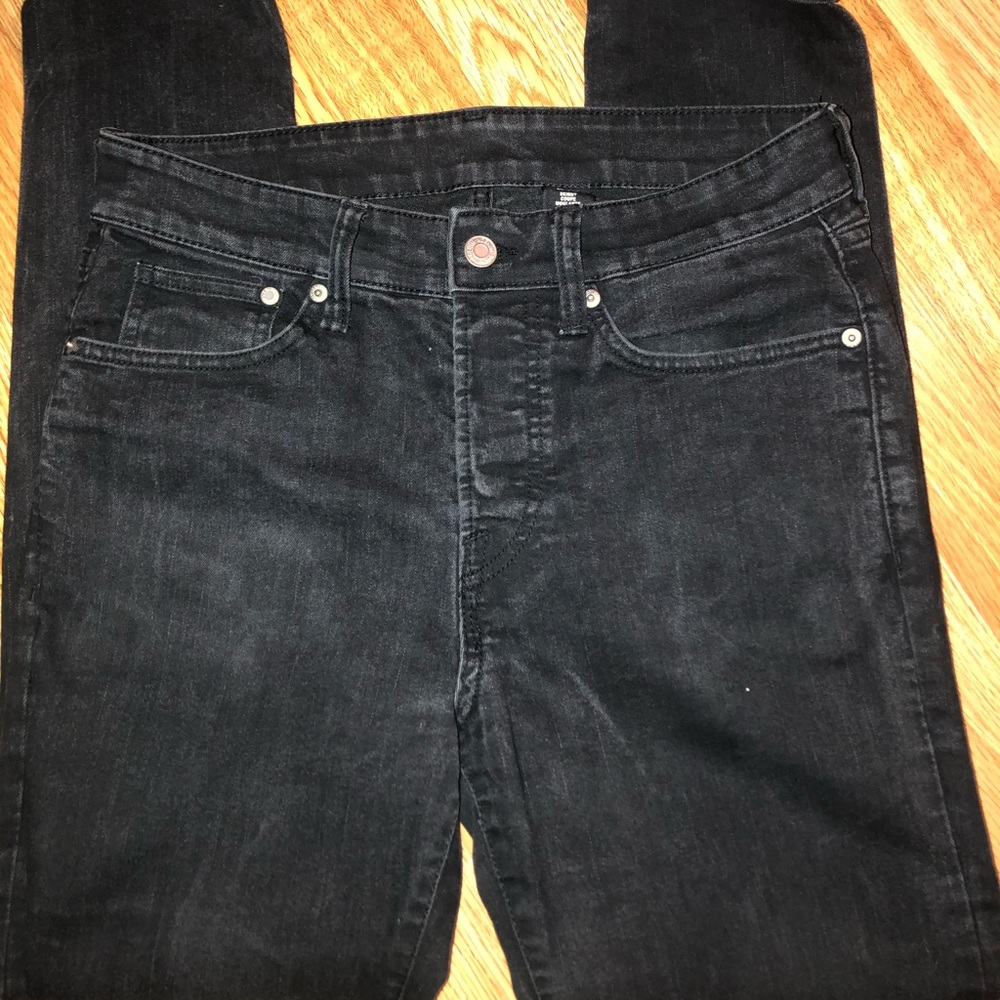 Faded wash black denim jeans